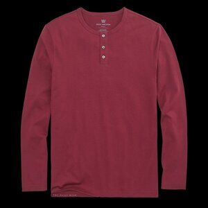 Mack Weldon Red Pima Long Sleeve Henley